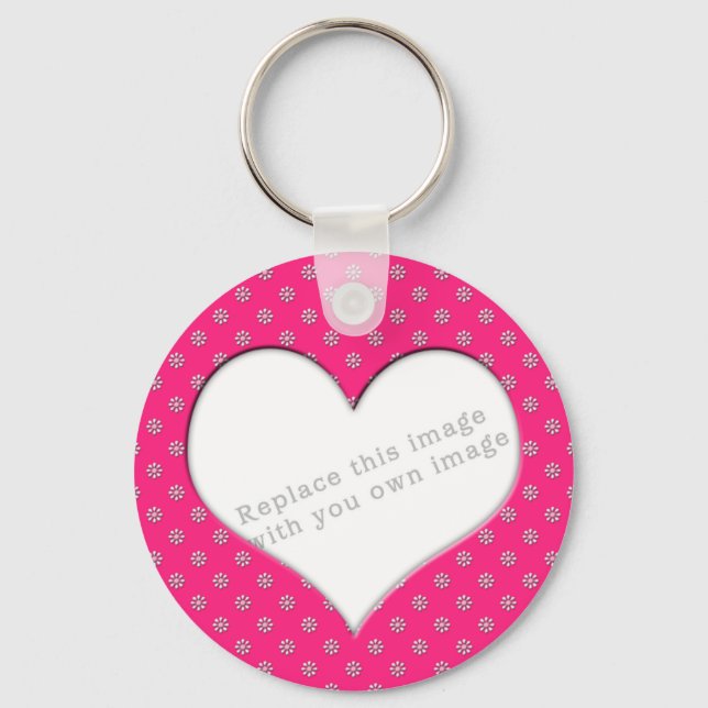 Template "Pink with Flowers" Keychain (Front)