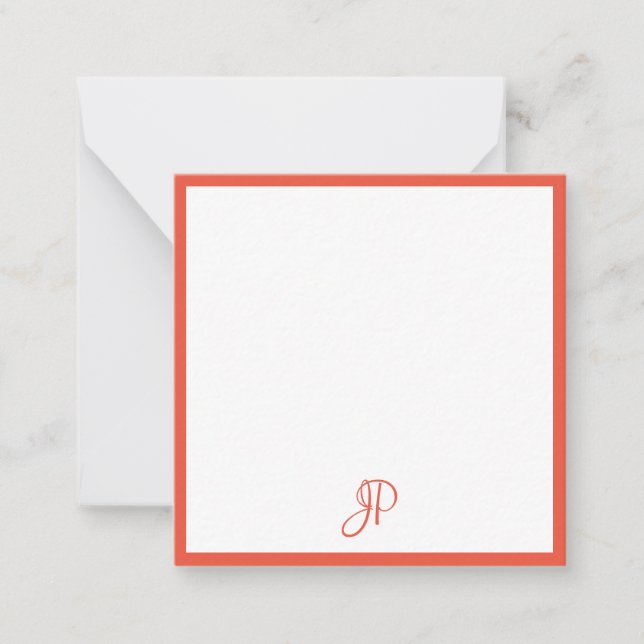 Template Red Orange White Calligraphed Monogram (Front)