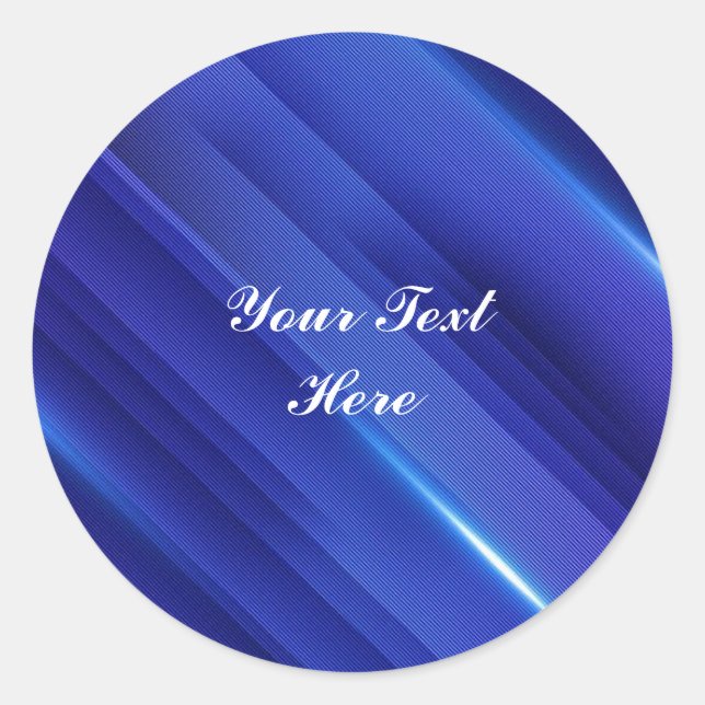 Template - Royal Blue Pattern with white script Classic Round Sticker (Front)