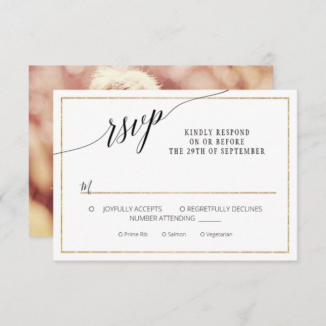 TEMPLATE Script Simple Gold Minimal Wedding Photo (Front/Back)