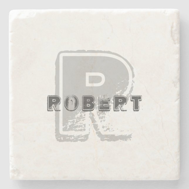 Template Stylish Design Letter Elegant Monogram Stone Coaster (Front)