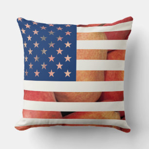 Template United States of America USA Pears Flag Throw Pillow