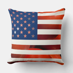 Template United States of America USA Tomato Flag Throw Pillow