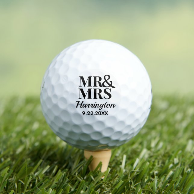 Template Wedding Favour Mr & Mrs Name Cute Classy Golf Balls (Insitu Tee)