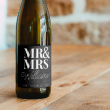 Template Wedding Favour Mr & Mrs Name Cute Modern