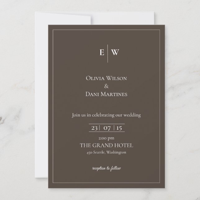 TEMPLATE WEDDING INVITATIONS ONLINE with border (Front)