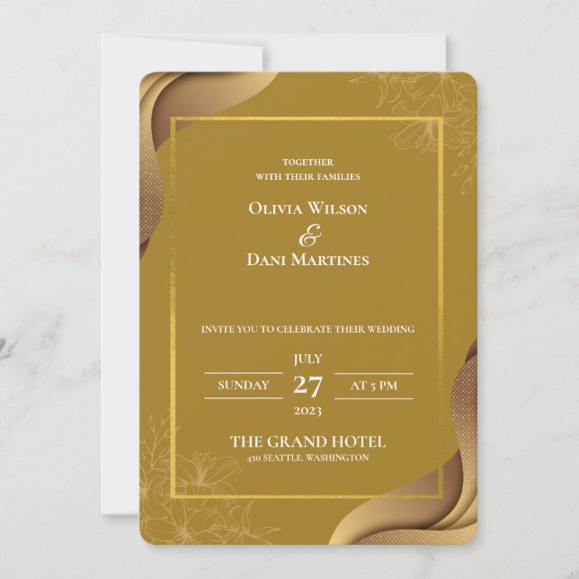 TEMPLATE WEDDING INVITATIONS ONLINE with border (Front)