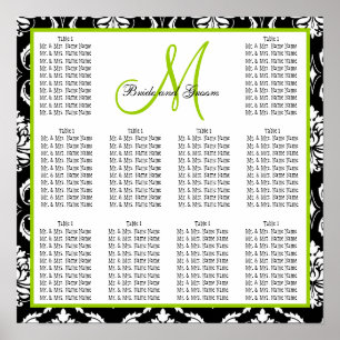 Template Wedding Seating Chart Damask Green
