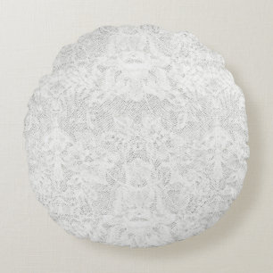 Template - White Lace Background Round Pillow