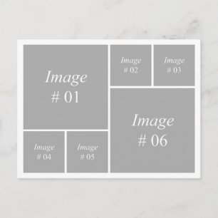 template with 6 square images postcard