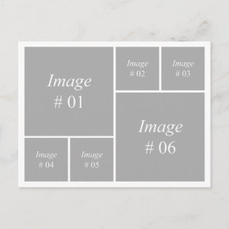 template with 6 square images postcard