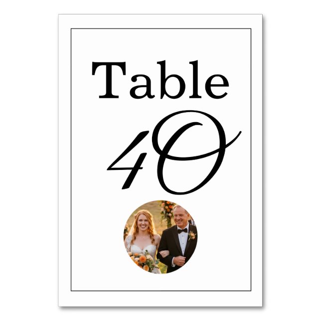 Template with Custom Picture Editable Wedding  Table Number (Front)