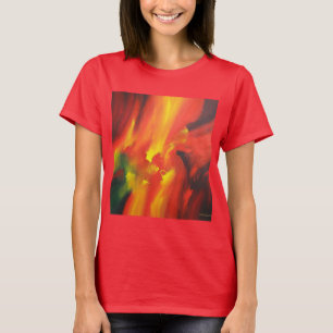 Template Yellow Green Abstract Art Elegant White T-Shirt