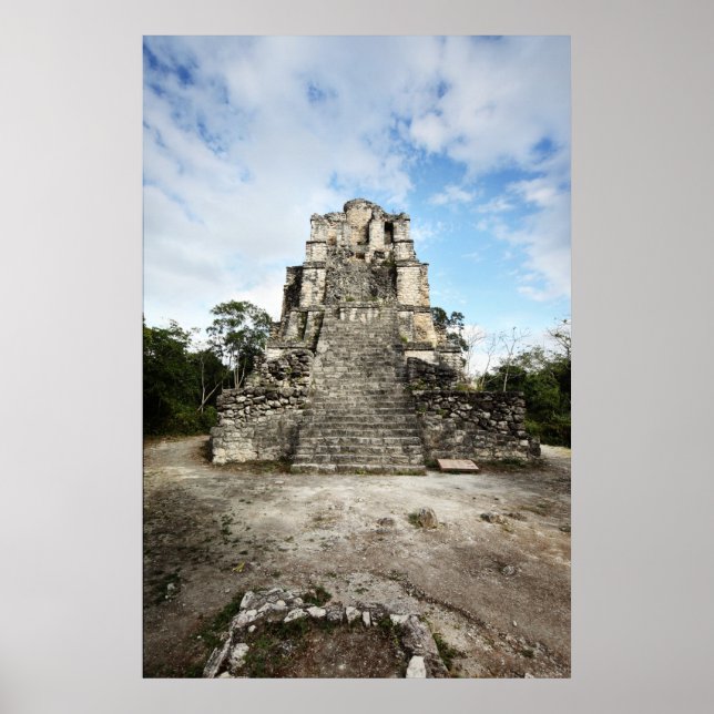 Temple at Muyil archaeological site. El Castillo Poster (Front)