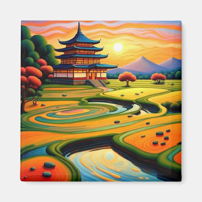 Temple at Sunset 2 Magnet (Front)