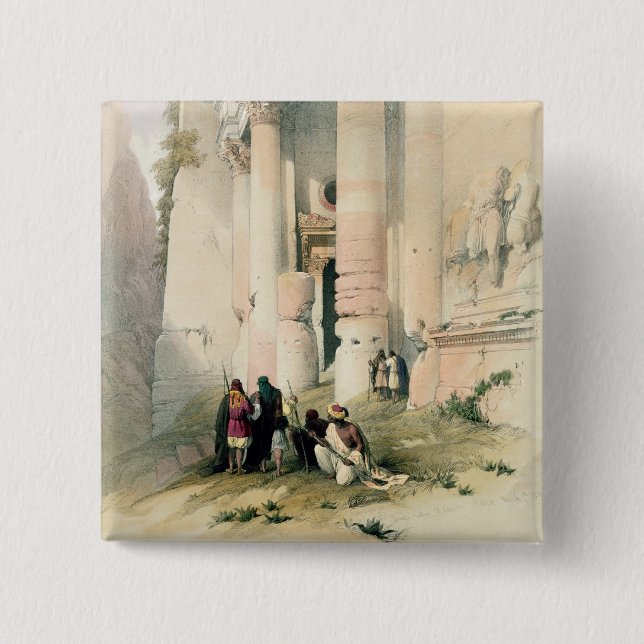 Temple called El Khasne, Petra, March 7th 1839, pl 2 Inch Square Button (Front)