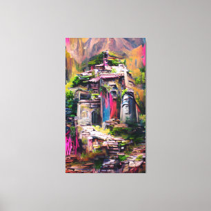 Temple - Colourful Abstract Painting Canvas Print