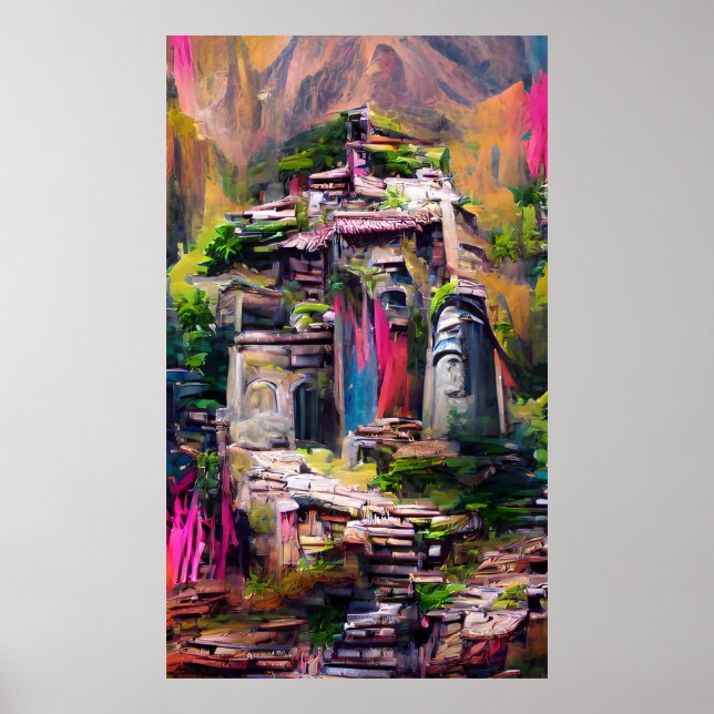 Temple - Colourful Abstract Painting Poster (Front)