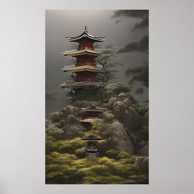 Temple - Colourful Painting Poster (Front)