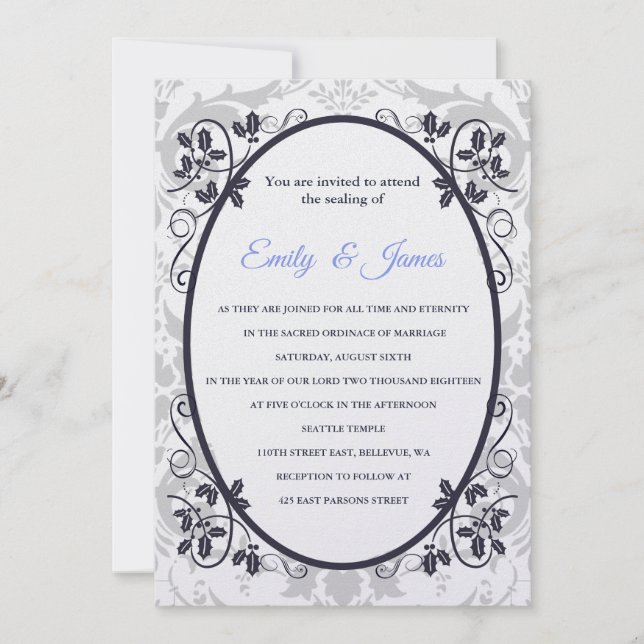 Temple Faire-part de mariage Couronnement d'argent (Devant)