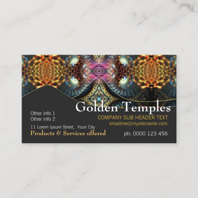 Temple Fractal d'or Carte de visite Art (Devant)
