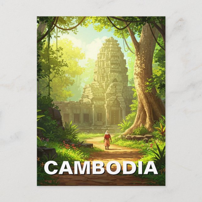 Temple in Angkor Wat Cambodia  Postcard (Front)