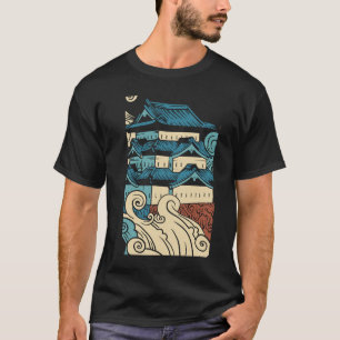 Temple Modern Colourful Black Art Illustration T-Shirt