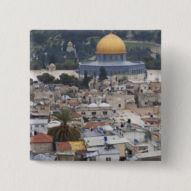 Temple Mount and Dome of the Rock 2 Inch Square Button (Front)
