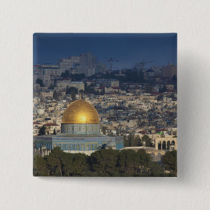 Temple Mount and Dome of the Rock, dawn 2 Inch Square Button