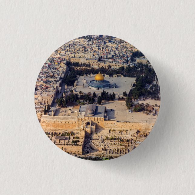 Temple Mount Old City Jerusalem Dome of the Rock 1 Inch Round Button (Front)
