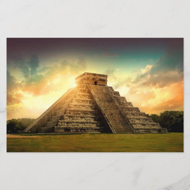 Temple of Kukulkan Yucatan stylized paper sheet (Front)