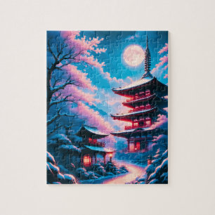 Temple of Snow and Blossoms (Yukizakura no Tera) Jigsaw Puzzle
