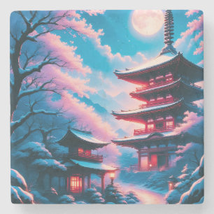 Temple of Snow and Blossoms (Yukizakura no Tera) Stone Coaster