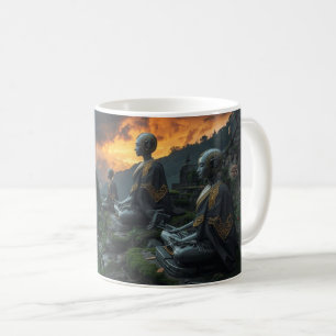 Temple of the Last AI Monks: Sci Fi Cyberpunk Mug