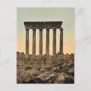 Temple of the Sun, front view, Baalbek, Holy Land, Postcard