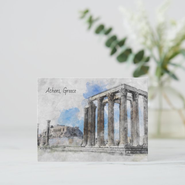 Temple of Zeus Athens – Vintage Greece Travel  Postcard (Standing Front)