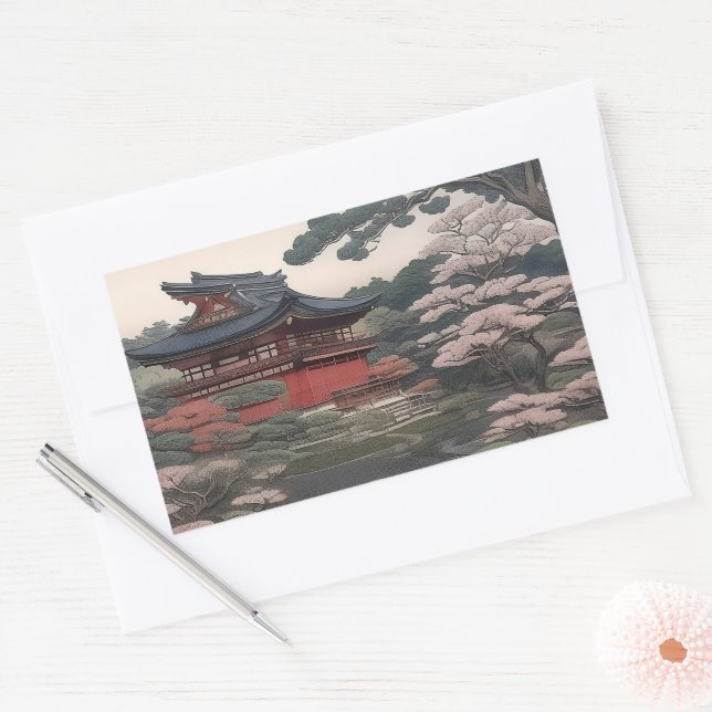 Temple on the river - Japan Sticker (Envelope)