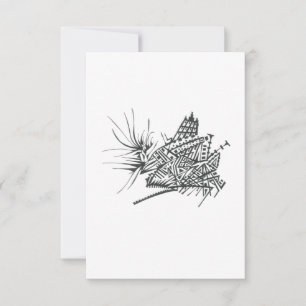 Temple Path Black White Abstract Tribal Tattoo Art Thank You Card