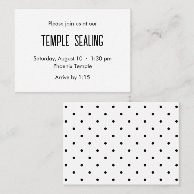 Temple Pointe Noir & Blanc Scellant Invitation (Devant / Derrière)