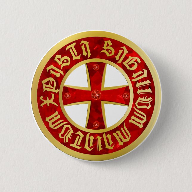 Templer Kreuz / Knights Cross / Crusaders Cross 2 Inch Round Button (Front)