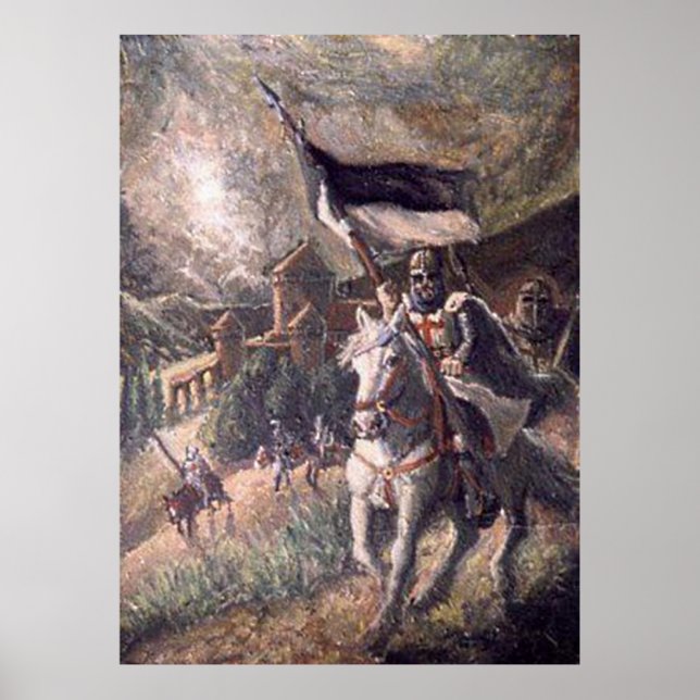 Templer vor einer Burg Poster (Front)