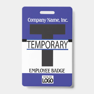 Temporary Employee Badge with your Logo - Blue