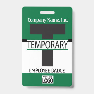 Temporary Employee Badge with your Logo - Green