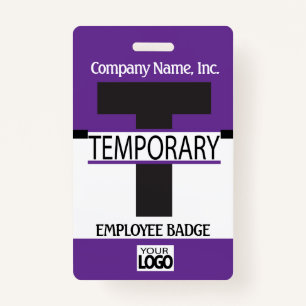 Temporary Employee Badge with your Logo - Purple