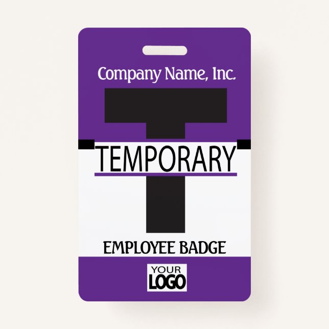 Temporary Employee Badge with your Logo - Purple (Front)