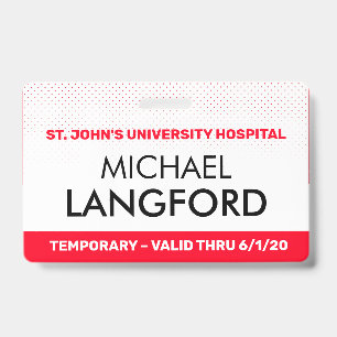 Temporary Employee Name Badge Custom Text Color