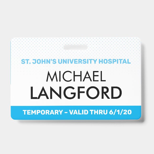 Temporary Employee Name Badge | Custom Text Colour (Front)