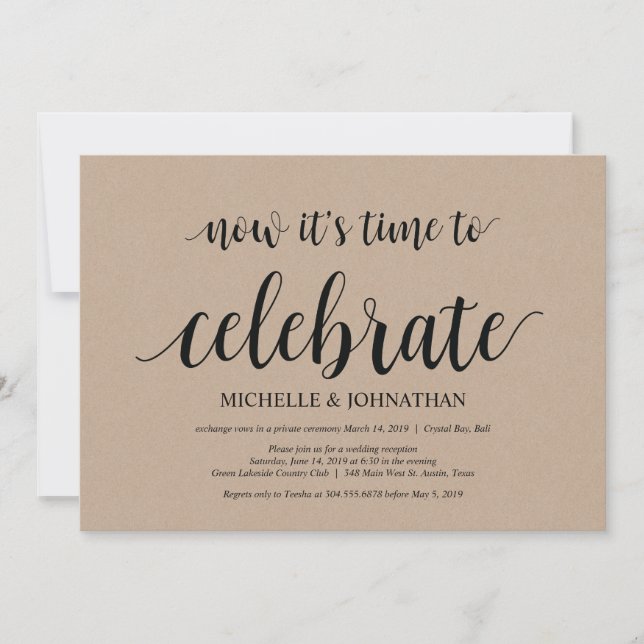 temps de la fête, mariage elopement invitations (Devant)