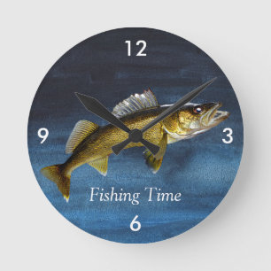 "Temps De Pêche" Avec Horloge Ronde De Walleye Pi