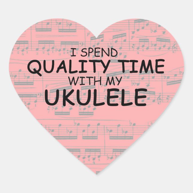Temps de qualité Autocollant Coeur Ukulele (Devant)